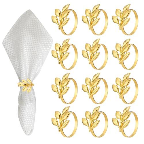 Naroote 12 Uds. Elegantes Servilleteros de Hojas, Impresionante Adorno Metálico para Mesa de Boda, Cena y Fiesta (Narooteza2pbhnyeq-824S392N76-1)