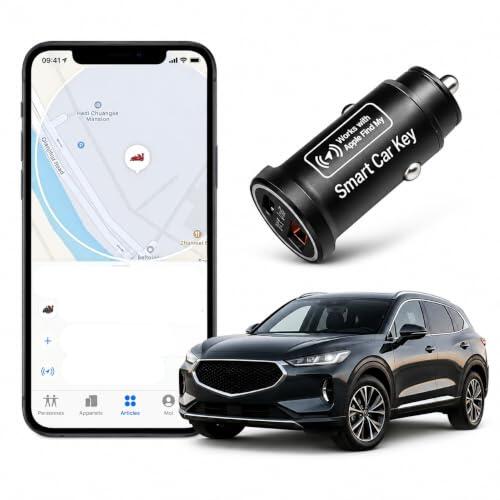 Cargador de Coche 2 en 1 con Localizador GPS Integrado, Compatible con “Find My” iOS, Seguimiento en Tiempo Real, Antirrobo, Doble Puerto USB-C y USB-A, Carga Rápida para Vehículos, Localizador Oculto