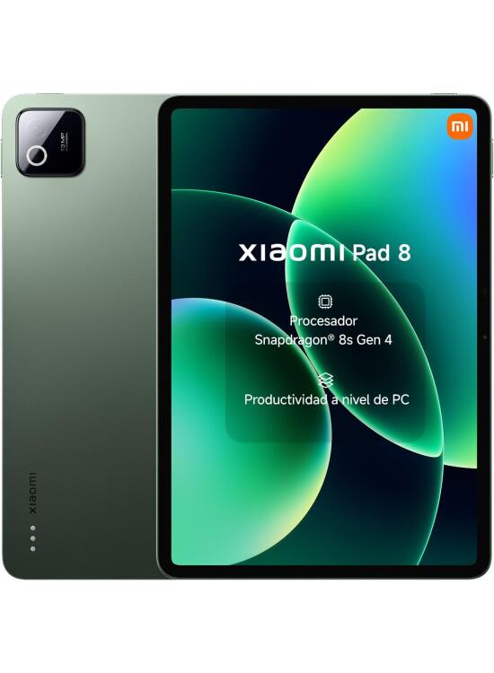 XIAOMI Pad 8 - Tablet de 11.2" 3.2K (Snapdragon 8s Gen 4, 8GB de RAM, 128GB de ROM, WiFi 7, 1 año de garantía Extra, batería de 9200 mAh, Cargador no Incluido), Verde (Versión ES)