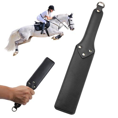 IOHJSA Látigo de Cuero Negro, Latigo Cuerode Cuero Artificial, Látigo de caballoes, para espectáculos ecuestres, Entrenamiento de Caballos, representaciones teatrales