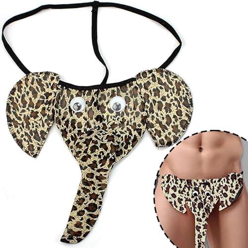 WENHUIHAO 2PCS Leopardo tanga hombre Pantalones de trompa de elefante Tanga para hombre talla única Regalos para novio