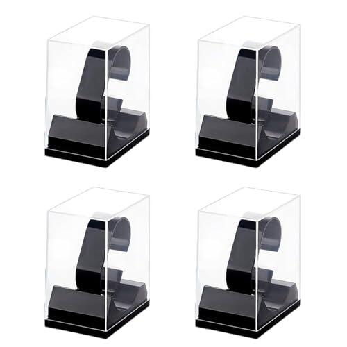 Lansls 4 Soportes Para Relojes De Acrílico, Soporte Transparente Para Relojes, Soporte De Exposición, Soporte Para Pulsera, Soporte De Acrílico Para Relojes, Para Uso Comercial y Uso Privado (Negro)