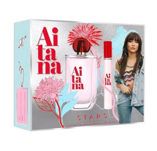 Aitana Stars Fragrances Perfume Set de Regalo, Eau de Toilette 80ml, Vaporizador de Viaje 10ml, Perfume Floral, Cofre de regalo, Colonia, Fragancia Femenina, Estuche de regalo