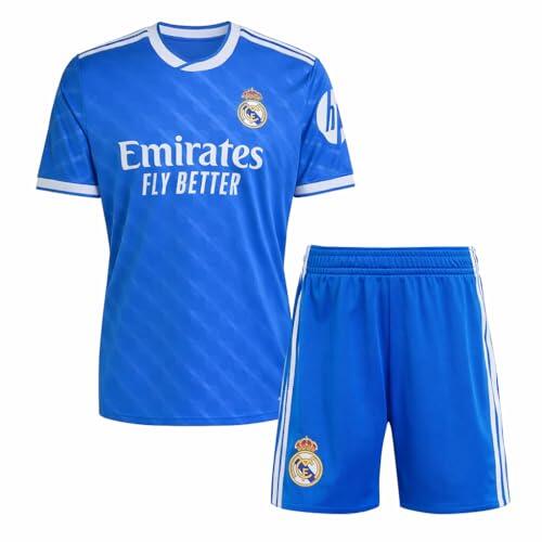 Real Madrid - Kit Infantil 3ª Equipación 2025‑2026 | Réplica Oficial | Camiseta + Pantalón | Diseño Azul | Tejido Transpirable | Regalo Ideal (6 años, Azul, Regular)