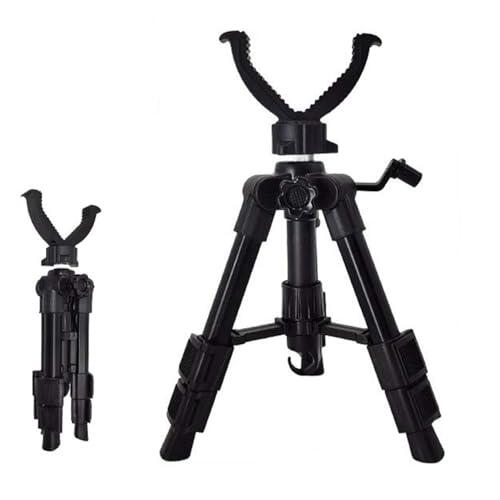 Trípode de Disparo para Rifle Caza Ajustable en Longitud 13.2-21.8inch, Soporte con Trípode con V-Yoke rayaduras Rotación de 360°para Actividades al Aire Libre