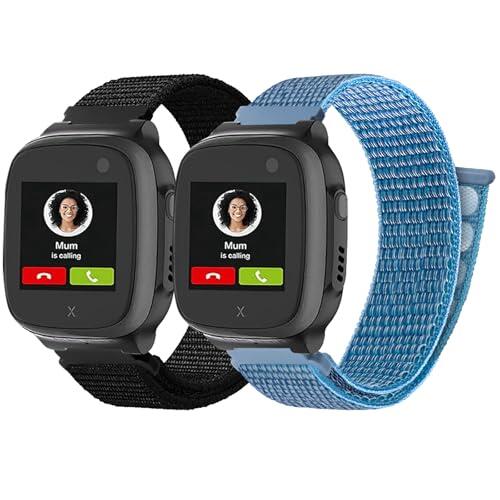 Lurmerea 2 Piezas Pulseras de Nylon 16mm Compatibles con Xplora X5 Play/Kidzi/XGO 2/XGO 3, Adorno para Reloj Inteligente Infantil Cómodo Impermeable Ajustable Repuesto para Niñas Niños