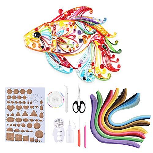 Kit de Bricolaje de Papel para Filigrana, Juego Completo para Crear Formas 3D para Amigos y Familiares, Herramienta de Filigrana de Metal y Plástico con Papel de Degradado, 14 Tiras de,