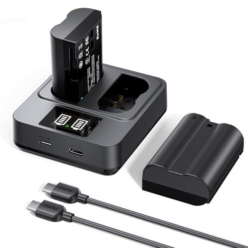 llano Paquete de 2 Baterías EN-EL15C y Juego de Cargador Rápido de 20W para Nikon Z8, Zf, Z6III, Z7II, Z6II, D850, D780, D7500, D500 Cámaras – Kit de Batería Recargable de Capacidad Real