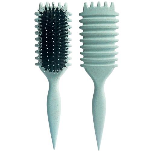 LAC FOR YOU Cepillo Pelo Rizado con Respaldo Canelado para Rizos - Cepillo Rizos Metodo Curly Cerdas Suaves & Redondeadas, Anti-Frizz, Mango Soft-Grip - Azul Claro