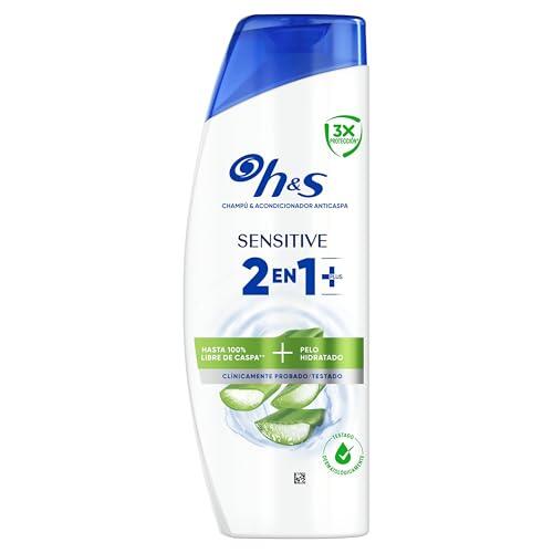 H&S Cuero Cabelludo Sensible 2en1 Plus Champú Y Acondicionador Anticaída300 ml Actúa Contra La Caspa, La Grasa y El Picor desde el Primer Lavado. Pelo Sin Caspa+Hidratado. Con Aloe vera