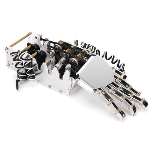 KAKAKE Kit de Mano de Robot Interactivo Escala 1/1 Movimiento de Dedo de 180° Mano Mecánica para Desarrollo, Construcción de Aleación de Acrílico y Aluminio de Robot Servo Analógico