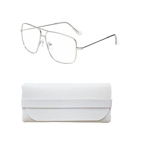 GifBasg Gafas Falsas Retro Estilo Piloto para Hombre y Mujer con Protección UV400, Lentes Transparente, Antideslumbrantes Para Uso Prolongado and Estuches de gafas personalizadas de alta gama