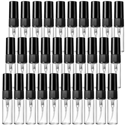 GAOMESIA 30x3ML Botellas de Spray Vacías, Mini Pulverizadores Transparentes Rellenables, Botellas Portátiles para Perfume, Aceites Esenciales, Lociones y Viajes Vacacions, Bote de Spray Cristal
