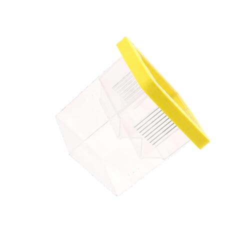 lmoikesz Caja de cría funcional para acuario, criadero flotante, práctica incubadora de crías y separación peces payaso, Amarillo, 8.6 x 8.6 x 11 cm