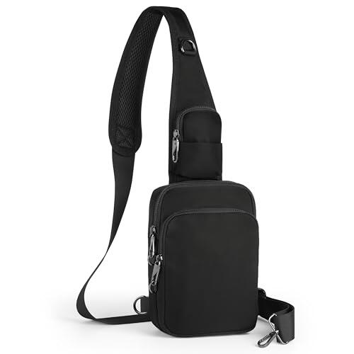 BROADREAM Bolso Bandolera Hombre antirrobo Bolsa Pecho Pequeña con múltiples compartimentos, Bolsa de Pecho Cintura Riñonera Bolso Cruzado con cierre de cremallera y bloqueo RFID, resistente al agua