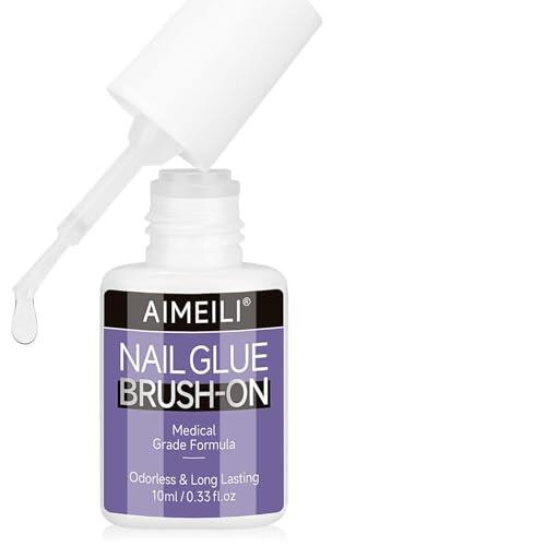 AIMEILI Pegamento para Uñas, Adhesivo Superfuerte de Secado Rápido, Pegamento Resistente al Agua de Larga Duración para Uñas Postizas y Tips (10ML)