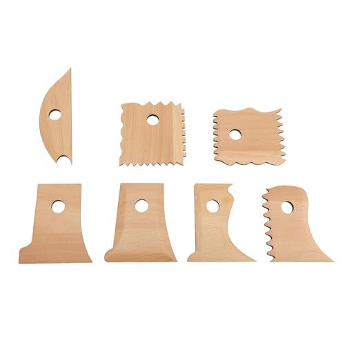 Fictory 7 herramientas de torneado de cerámica de madera de haya, kit de escultura para acabado, patas de arcilla y modelado cerámico