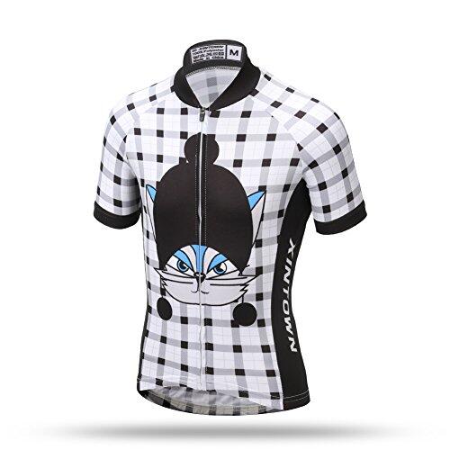 SXSHUN Conjunto de maillot de ciclismo para niños, niñas, manga corta, pantalones de ciclismo, transpirable, maillot de ciclismo, Blanco y negro., 116