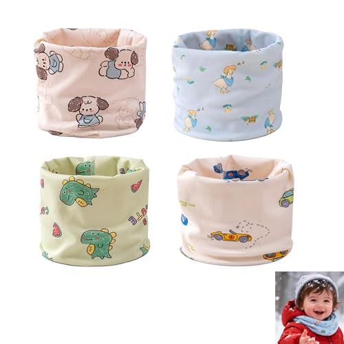 Pack de 4 Bufandas Tubulares para Niños, Suaves y Cálidas, Bufandas de Algodón para Niños y Niñas, Protector de Cuello para Invierno, Primavera y Otoño, Fácil de Lavar y Duradero, Protección Contra el