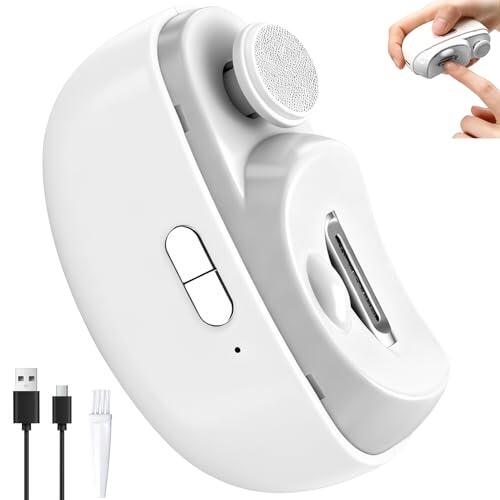 Cortaúñas Eléctrico, Recortador de Uñas Recargable por USB, Uñas Eléctrico Tijeras con Luz LED, 2 Velocidades Ajustable, Cortauñas Inteligente Fácil para Niños, Adultos, Ancianos
