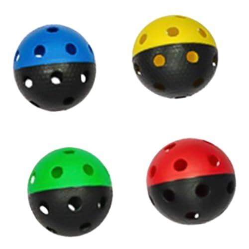 BEALIFE 4 Pelotas de Floorball Huecas para unihockey para Jugadores Profesionales de Entrenamiento, 4 Colores, Fondo para Blanco, Fondo Negro Colores, Diámetro la Bola 7.2 cm