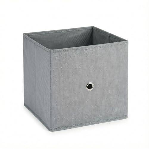 IMAXWAVE Caja de Almacenamiento Plegable de Tela 26x26x26 cm Gris – Organizador para Armario y Estantería – Cubo de Almacenaje Resistente con Ojal Metálico para Hogar y Oficina