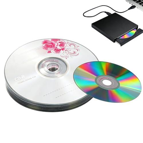 Ouitble CD R Discos en Blanco 52X 730 MB Disco grabable CD en Blanco para almacenar imágenes Digitales Datos de música (10 Uds.)