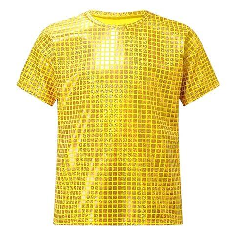 Top Lentejuelas Niñas Niños Camiseta Manga Corta Crop Top Brillante De Baile Latino Deportivo Camiseta Jazz Hiphop Disfraz Fiesta Actuación