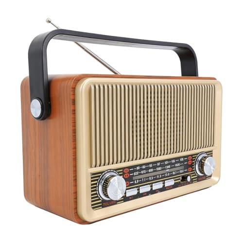 Radio retro con Bluetooth AM/FM/SW, portátil, nostálgica, radio de cocina vintage con USB/TF/AUX, recargable, radio simple para personas mayores, cocina, oficina, exterior