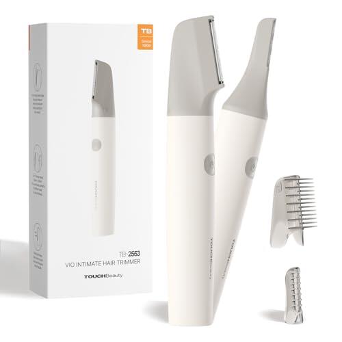 TOUCHBeauty Recortadora de bikini para mujer, recortadora eléctrica 2 en 1 con cabezales de acero inoxidable (26 mm y 36 mm), afeitadora impermeable IPX6 indolora para zonas sensibles, recargable por