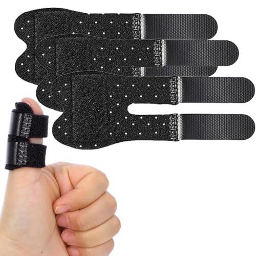 BLPRKOT 4 Piezas Férulas Ajustables para Dedos - Protección contra Artritis, guantes artrosis, Tendinitis y Dolor del Túnel Carpiano - Férula dedo gatillo-Protector para dedos color Negro(respirable)