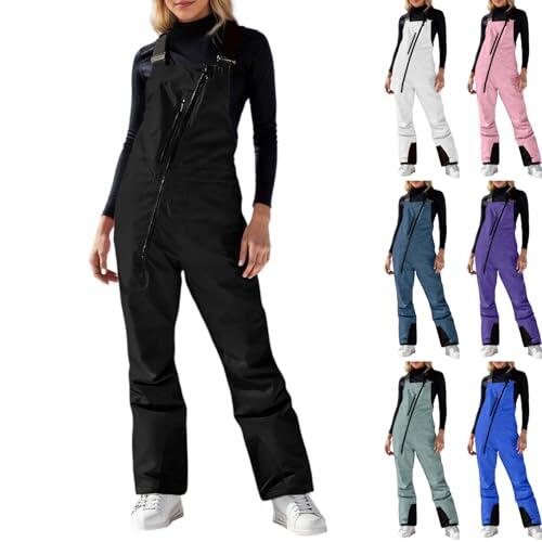 Pantalones de esquí para mujer, pantalones de nieve para mujer, impermeables, térmicos, con peto ajustable, pantalones para exteriores, resistentes al viento, pantalones de snowboard, pantalones de