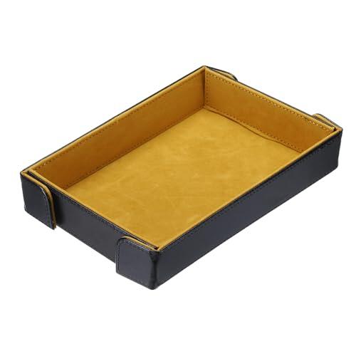 QUARKZMAN Bandeja De Dados De Cuero PU Rectangular De Terciopelo Amarillo | Plegable Magnética, Portátil, Para Juegos De Mesa Llaves Billetera Reloj Monedas