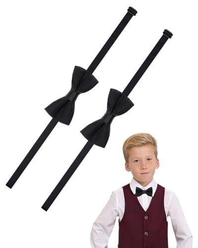 WINXMIN 2 Piezas Pajaritas para Niños, pajarita niño,Pajaritas de Satén Ajustables para Bebés Preatadas Clásicas para Bodas y Fiestas de Cumpleaños Accesorios de Vestir para Niños (Negro)