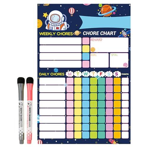 Gráfico magnético de trabajo doméstico: programa visual semanal, planificador de comportamiento de borrado en , pantalla de recompensa del refrigerador | Herramienta de organización infantil