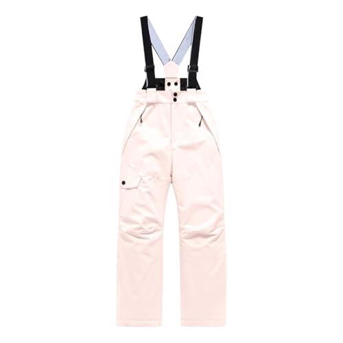 YCBMINGCAN Pantalones de esquí para niños y niñas - Peto acolchado cálido impermeable - Pantalones de invierno para exteriores con cremallera y tirantes ajustables para esquís, Rosa., 9-10 años