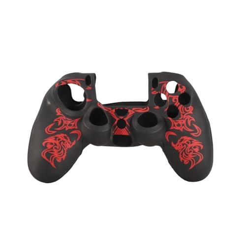 Kikumi Controller Skins Funda de Silicona Suave Skin Grip Shell Cover para Controladores (Negro Rojo)