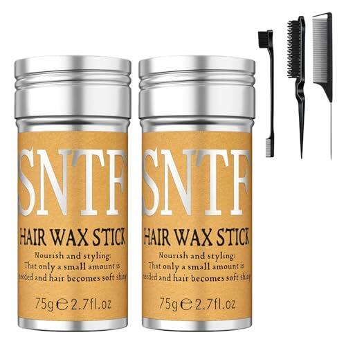 flintronic 2PCS Barra de Cera para el Cabello con Barra de Cera, Cera para el Pelo, Palo de Goma para el Cabello sin Grasa, Agarre Fuerte, para Pelucas, Pelos Ssueltos, Encrespamiento