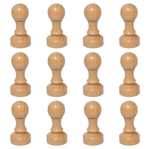 Rebanky 12 Piezas Soporte Sellos Madera Sellos Personalizados de Madera 30 mm Sello Madera Duro en Blanco para Sellos Laser y Bricolaje