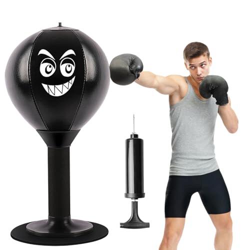 Mesa de Punching Ball, Saco de Boxeo de Escritorio, Bolsa de Boxeo con Ventosa Súper Fuerte, Antiestrés con Ventosa para Actividades en casa y en la Oficina para aliviar el estrés