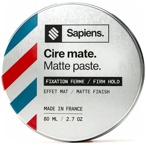Sapiens Cera Pelo Hombre Fijación Fuerte y Mate, 95% Natural Arcilla & Azúcar, Pasta Moldeadora Invisible, Ideal Viajes y Deporte 80ml