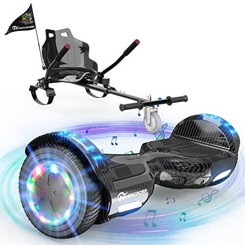 EVERCROSS XP9 Hoverboards con Silla 6,5 ", Hover Board con Asiento para niños y Adultos, Hoverboards con Música Bluetooth y Luces LED, Batería 4 AH, Max 15 km/h, 7KG Hover Board con Hoverkart 5,6KG