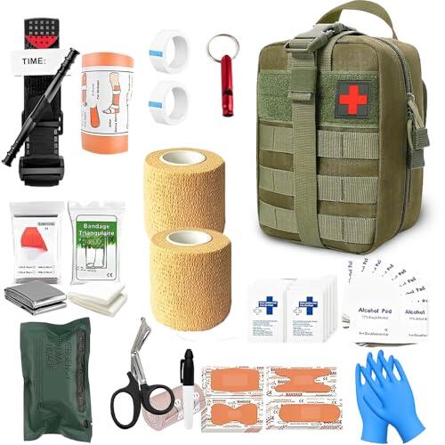 Botiquín de Primeros Auxilios para Exteriores, 49 Piezas Maletín Médico Táctico, Maletín Médico para Camping Caza Senderism, Hogar Coch, Escalada