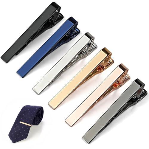 Dermalyx Set De 6 Sujetacorbatás Para Caballeros, Clásico Pasador De Corbata Brillante, Ideal Para Padre, Esposo, Compañero, Negocios, Boda, Pin De Corbata
