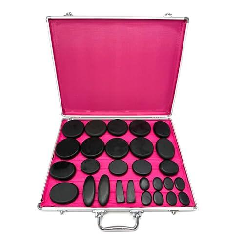 NEWFUN Piedras Calientes Masaje, 28 Piedras de Masaje Calientes, Piedras de Masaje Calientes Portátiles para Uso en Casa, Ideales para Terapia de Spa, Masaje y Relajación (28PCS)