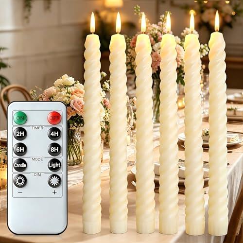 Songlypian Velas Led Efecto Llama 6 Piezas,Marfil Pilas Velas Electricas a Pilas con mando a distancia,Velas Decorativas para San Valentín,Fiestas, Navidad,Dormitorio,Boda,Luz Blanca Cálida