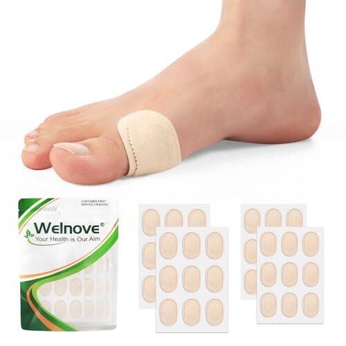 Welnove Moleskin - Protectores de juanetes para juanetes, 36 unidades, resistentes al agua, para alivio del dolor, protección y comodidad durante todo el día (18 + 18 m)