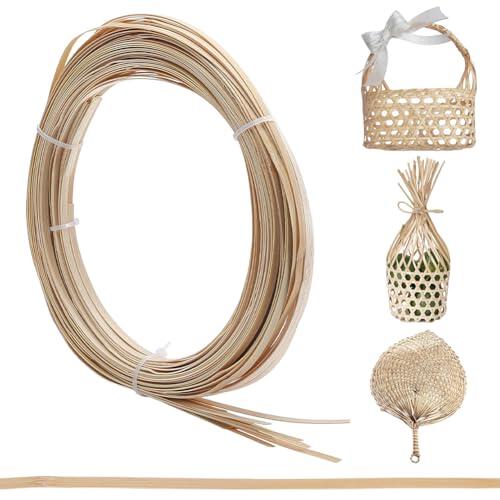 FREEBLOSS 10 rollos de tiras de bambú para tejer 0.15 pulgadas x 10 pies, kit de reparación de mimbre de 0.5 mm de grosor, tiras de bambú para hacer cestas para manualidades