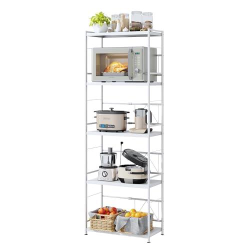 NETEL Soporte Extensible para microondas de 5 Niveles,Estante microondas encimera,estanteria Cocina,estanterias metalicas,estanterias almacenaje Garaje,Ancho Ajustable (38,5-63 cm),Blanco