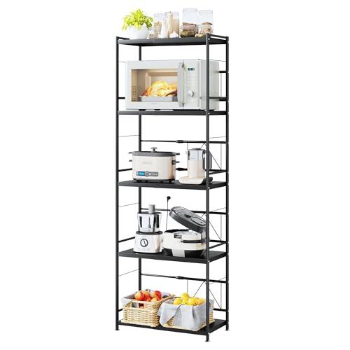NETEL Soporte Extensible para microondas de 5 Niveles,Estante microondas encimera,estanteria Cocina,estanteria Metalica,estanterias almacenaje Garaje,Ancho Ajustable (38,5-63 cm),Negro